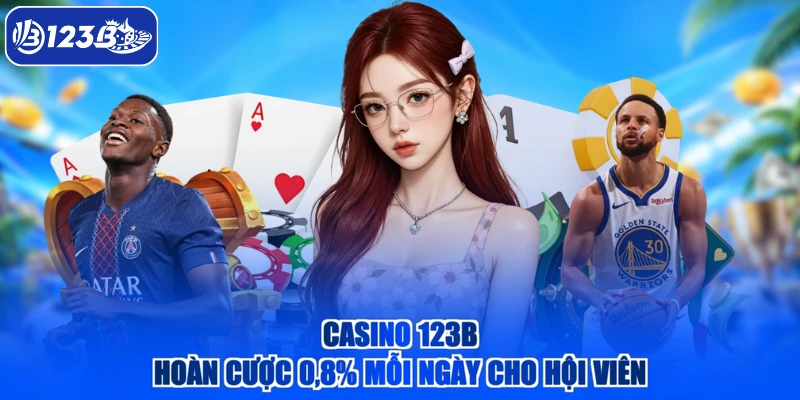 Casino 123B hoàn cược 0,8% mỗi ngày cho hội viên