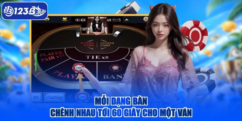 Mỗi dạng bàn chênh nhau tới 60 giây cho một ván